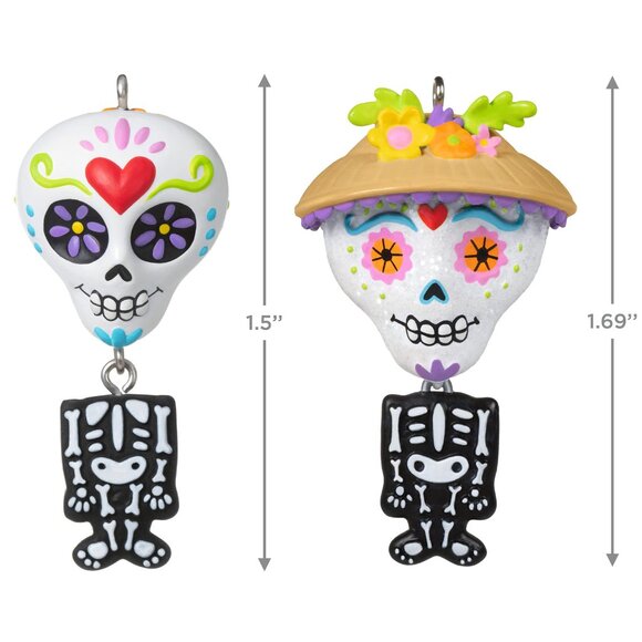 New! 2 Sugar Skull Hallmark Keepsake Ornament Set Dia de los Muertos 2021 & 2022 - Picture 3 of 5